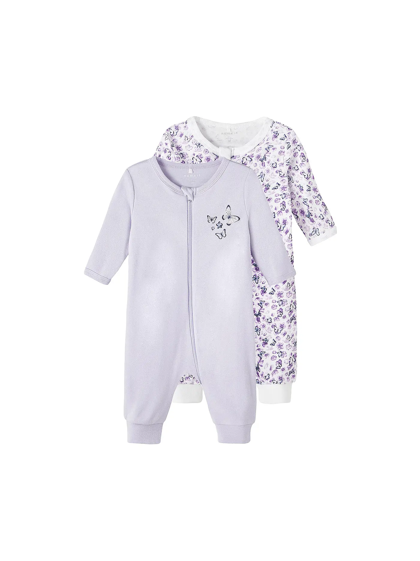 NAME IT | Baby Schlafoverall 2er Pkg  PURPLE FLOWER | 